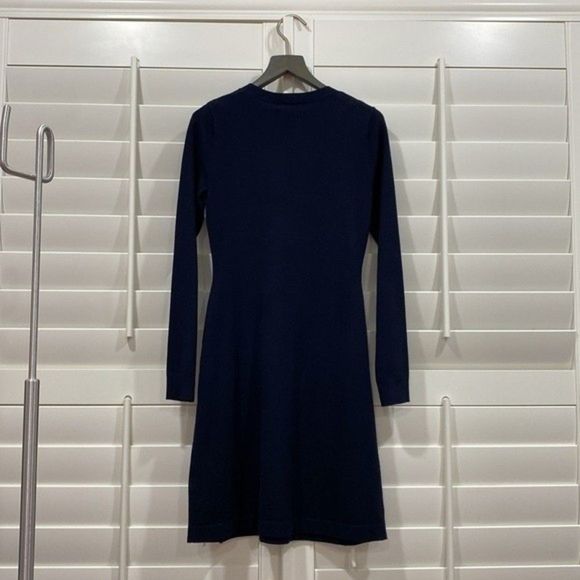 Karen Millen Lace-up ribbon Navy Sweater Dress. XS - Picture 2 of 5